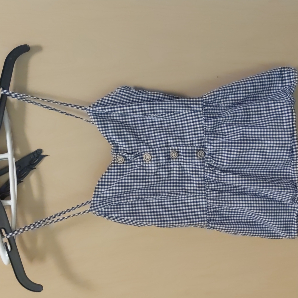 Blue plaid peplum tank top